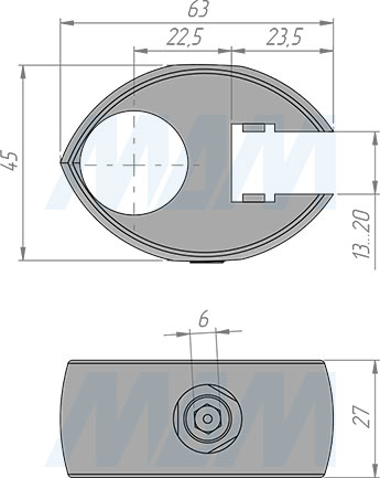 Размеры держателя панели без уплотнителя (артикул JOK.051 03)