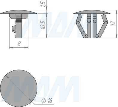 Размеры пластиковой заглушки ЛОФТ (артикул LFRCP)