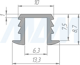 Размеры верхней направляющей IKM-30 (артикул PR012701A)