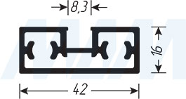Размеры вертикальной профиль-ручки PS65 (артикул PR657003045D)