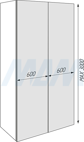 Размеры фасадов при использовании складной системы PS23 с нижней направляющей