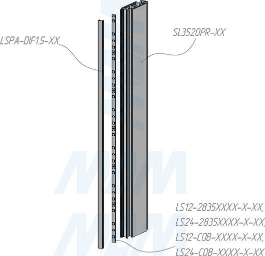 Установка несущего профиля SLIM под светодиодную ленту (артикул SL3520PR)