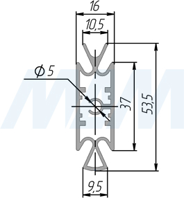 Размеры несущего профиля SLIM (артикул SL3520)