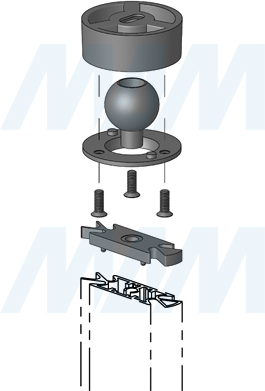 Установка крепления SLIM к потолку с изменением угла (артикул SL3530)