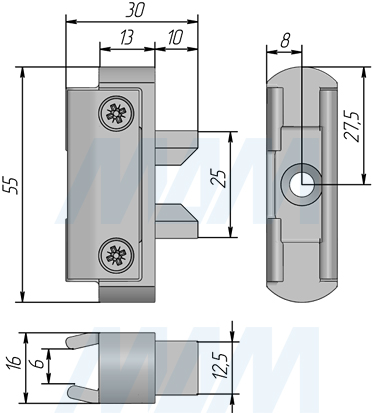 Размеры поперечного крепления SLIM (артикул SL3532)