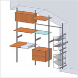 Элементы стеллажной системы SLIM, пол-потолок мансард