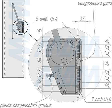 Установка пантографа SUPERLIFT 50-75 см с регулируемой нагрузкой (артикул SUPERLIFT-5075), схема 2