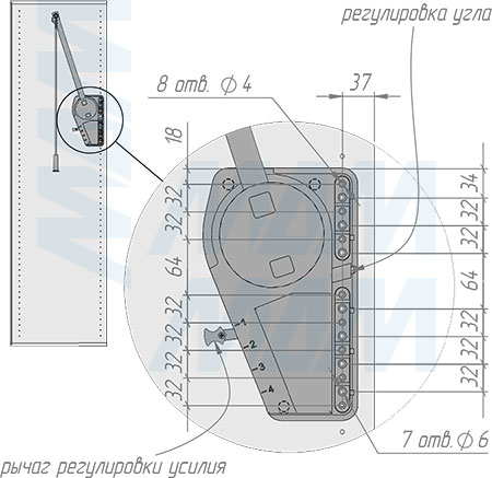 Установка пантографа SUPERLIFT 75-115 см с регулируемой нагрузкой (артикул SUPERLIFT), схема 2