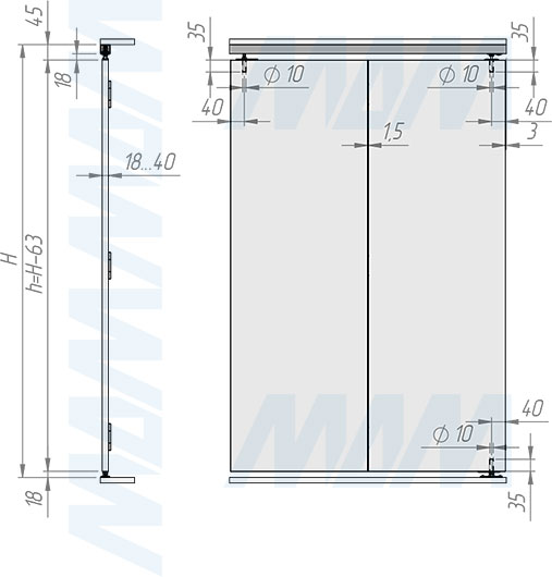 Установка комплекта STANFOLD для одной складной двери до 40 кг (артикул Stanfold40N)