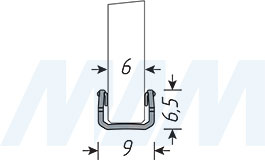 Размеры уплотнителя PS65 для стекла 6 мм (артикул TE01810276)