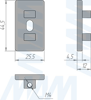 Размеры поперечного крепления стеллажной (гардеробной) системы UNICO (артикул UN795A13), чертеж 1