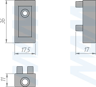 Размеры поперечного крепления стеллажной (гардеробной) системы UNICO (артикул UN795A13), чертеж 3