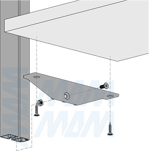 Установка полкодержателя 150 мм стеллажной (гардеробной) системы UNICO (артикул UN795A150)