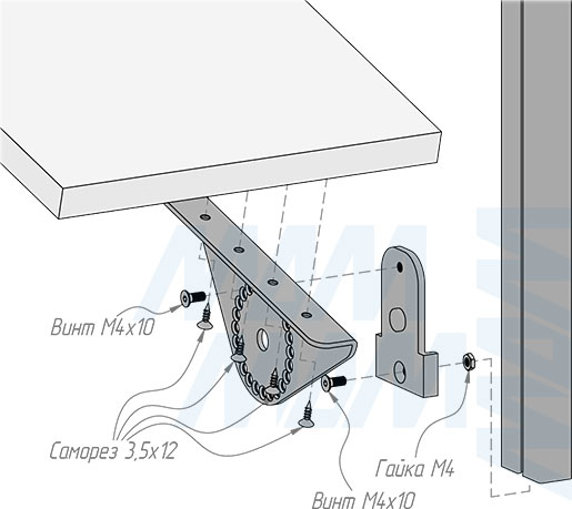 Установка наклонного полкодержателя стеллажной (гардеробной) системы UNICO (артикул UN795A21)