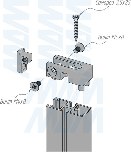 Установка крепления к стене/потолку стеллажной (гардеробной) системы UNICO (артикул UN7995A18), схема 2