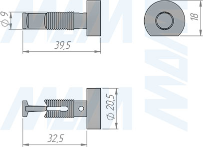 Размеры полкодержателя VERTIKO для деревянной полки (артикул VR089W25)