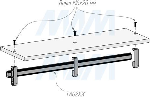 Установка штангодержателя для овальной штанги, центрального, золото, крепление к полке (артикул WA3160CGL), чертеж 2