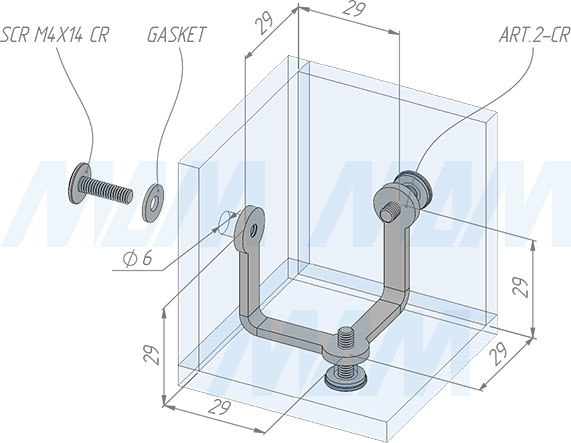 Установка тройного соединителя для стекла (артикул ART.2 SET)