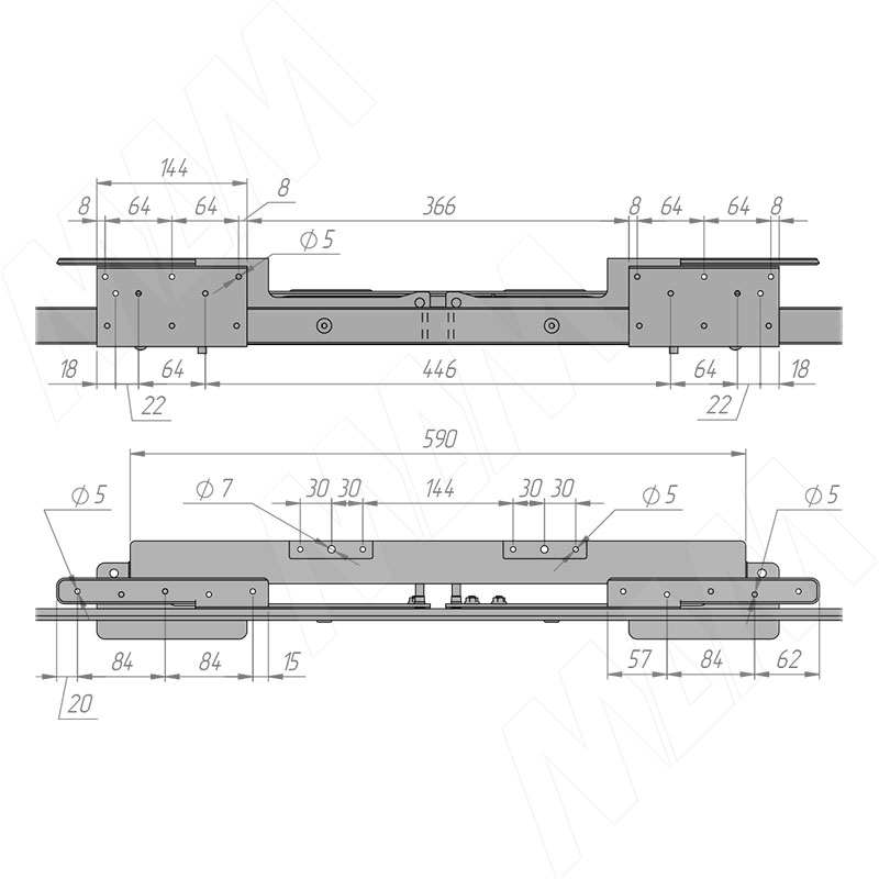 Механизм с автоматическим подъёмом вставки стола 35/960/1226/203, синхрон., оцинк. фото товара 4 - ALTI-960-320