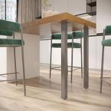 Пинск опора для стола квадратная, 50х50мм, H824+18 мм, хром матовый (RAL 9006, муар) PNS50X50/820 CRM, фото 3