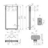 Пилар опора для стола П-образная, 60х30, 445хH820-870 (+10 мм), хром матовый (RAL 9006, муар) ПТ60X30/445X820-870 CRM, фото 6