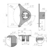 Крепление для опоры стола D60 мм, цвет серебро TLM103GR, фото 3