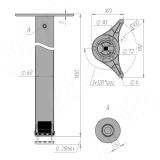 Опора для стола, D60, H1100+25 мм, хром, 1шт. X4RG 1100 CR 1, фото 1