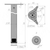 Опора для стола, D60, H710+25 мм, хром, 4шт. X4RG 710 CR 4, фото 1