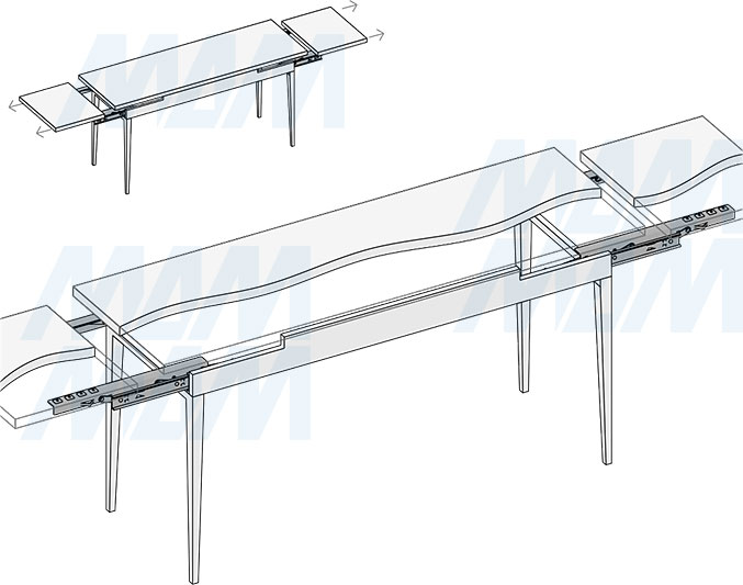 Установка механизма для торцевого подъёма столешницы, 47/548/630/412 мм (артикул ENDE-47-350), схема 2