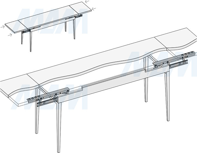 Установка механизма для торцевого подъёма столешницы, 47/548/630/412 мм (артикул ENDE-47-350), схема 3