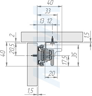 Размеры синхронного раздвижного механизма с фиксатором с увеличением длины для царгового стола, 35/900/1304/300 мм (артикул EX-35-900-653), чертеж 2