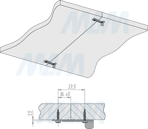 Размеры крючка-фиксатора столешницы (артикул GATR0000 RU), схема 2