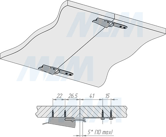 Установка фиксатора столешницы clipper (замок с ответной планкой) (артикул GLIZN0000 RU), схема 2