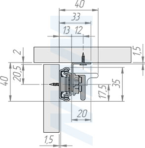Размеры синхронного раздвижного механизма с фиксатором без увеличения длины для царгового стола, 35/1000/1000/250 мм (артикул IN-35-1000-470), чертеж 2