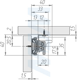Размеры синхронного раздвижного механизма с фиксатором без увеличения длины для царгового стола, 35/900/900/200 мм (артикул IN-35-900-450), чертеж 2