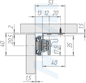 Размеры синхронного раздвижного механизма с фиксатором без увеличения длины для царгового стола (артикул IN-35), чертеж 2