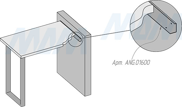 Установка П-образной опоры ПИЛАР для стола, сечение 60х30 мм, глубина 445 мм, высота 870 мм, регулировка 10 мм (артикул П60X30/445X870)