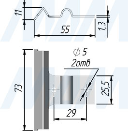 Размеры крепления дополнительной столешницы GIR.2 (артикул SPPGIR)