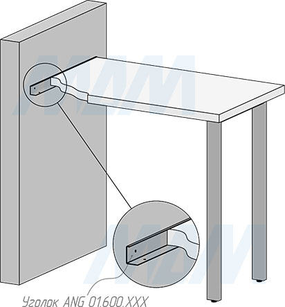 Установка П-образной опоры ТОЛЕДО для стола, сечение 60х30 мм, регулировка 15 мм (артикул TL60X30)