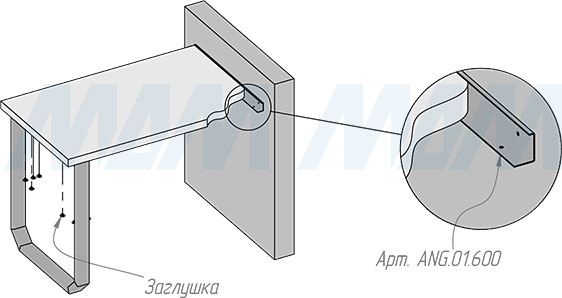 Установка П-образной опоры ВИГО для стола, сечение 60х30 мм, ширина 595 мм, высота 715 мм, регулировка 10 мм (артикул VI60X30/595X715)