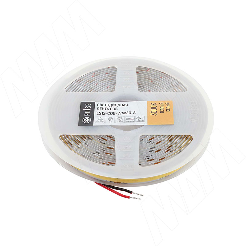 LUX COB лента светодиодная 336 диодов 12V 5 м CRI 90 теплый белый 3000К IP20 8W LS12-COB-WW20-8 3044₽