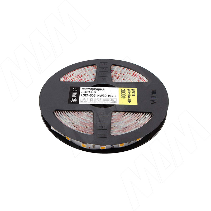 LUX лента светодиодная 5050/60, 24V, 5 м, CRI 90, нейтральный белый 4000К, IP20, 14.4W/1м фото товара 1 - LS24-5050NW20-14.4-L