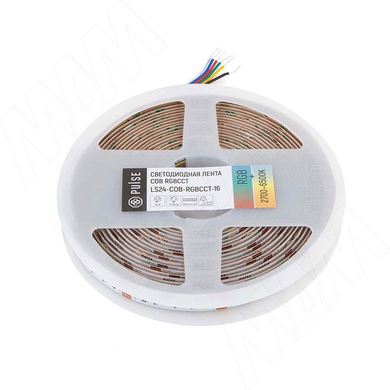 LUX, COB лента светодиодная, RGBCCT, 840 диодов, 24V, 5 м, CRI 90, теплый белый - холодный белый 2700-6500К, IP20, 16W/1м фото товара 1 - LS24-COB-RGBCCT-16