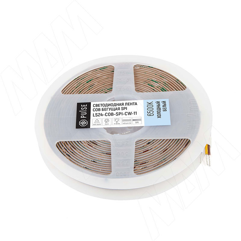 LUX, COB SPI лента светодиодная, бегущая, 420 диодов, 24V, 5 м, CRI 90, холодный белый 6500К, IP20, 11W/1м фото товара 1 - LS24-COB-SPI-CW-11