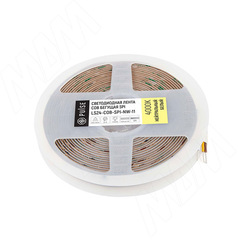 LUX, COB SPI лента светодиодная, бегущая, 420 диодов, 24V, 5 м, CRI 90, нейтральный белый 4000К, IP20, 11W/1м фото товара 1 - LS24-COB-SPI-NW-11