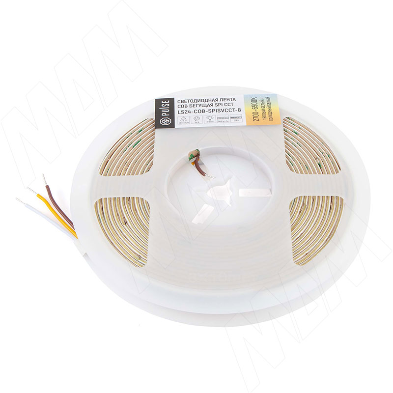 LUX, COB SPI лента светодиодная, бегущая, бокового свечения, 560 диодов, 24V, 5 м, CRI 90,теплый белый - холодный белый 2700-6500К, IP20, 8W/1м фото товара 1 - LS24-COB-SPISVCCT-8