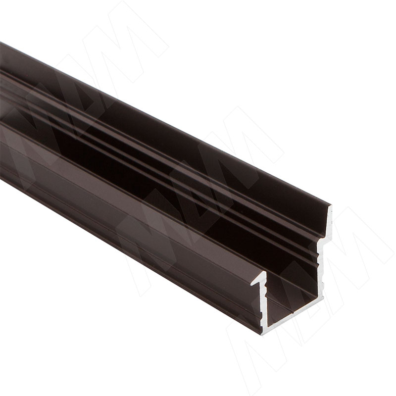 Профиль FM6, врезной со шторкой, темно-коричневый, 20х19мм, L-2000 фото товара 1 - LSP-FM6-ALU-2000-BR