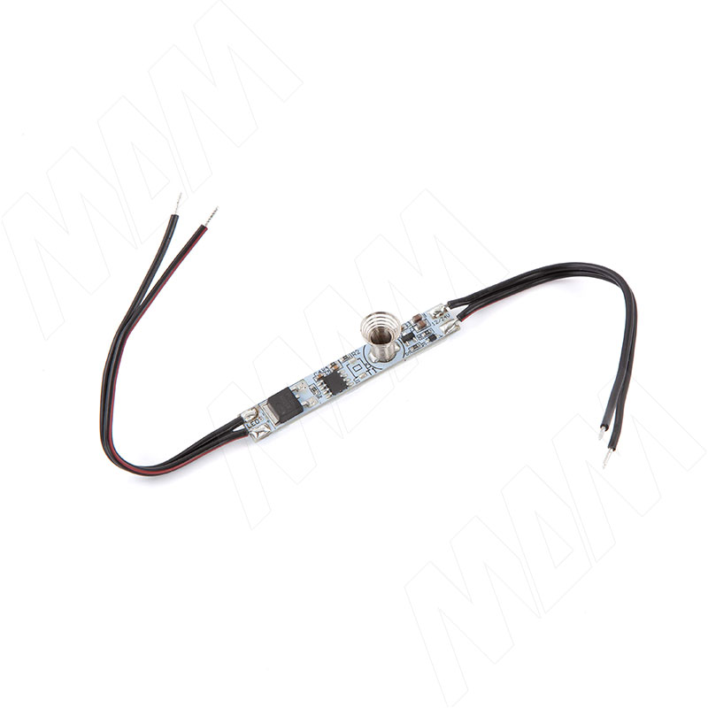 Выключатель сенсорный, диммируемый, для установки в профиль, с проводами 12/24V, 60/120W фото товара 1 - SW1-TS-8WR-PR