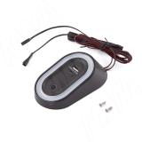 AURA Светильник овальный с выключателем на взмах, диммируемый, USB, черный, 12V, 2,5W