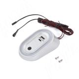 AURA Светильник овальный с выключателем на взмах, диммируемый, USB, серебро, 12V, 2,5W